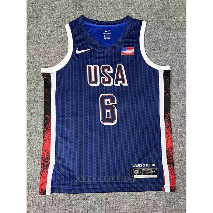 Camiseta USA 2024 LeBron James #6 Azul